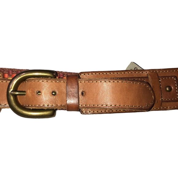 Vintage Fossil Woven Leather Boho Belt, Waist Accessory, Rodeo, Southwest Ranch - Picture 8 of 10